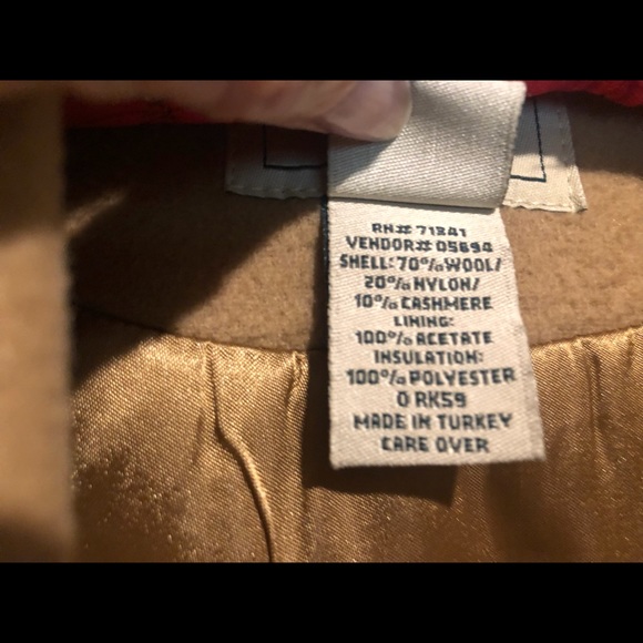 L.L.Bean Camel Wool Cashmere Double Breasted Coat medium fit - Picture 5 of 5